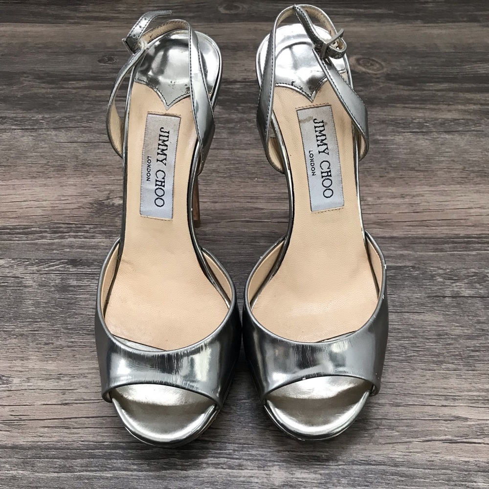Metallic Silver Jimmy Choo Slingback